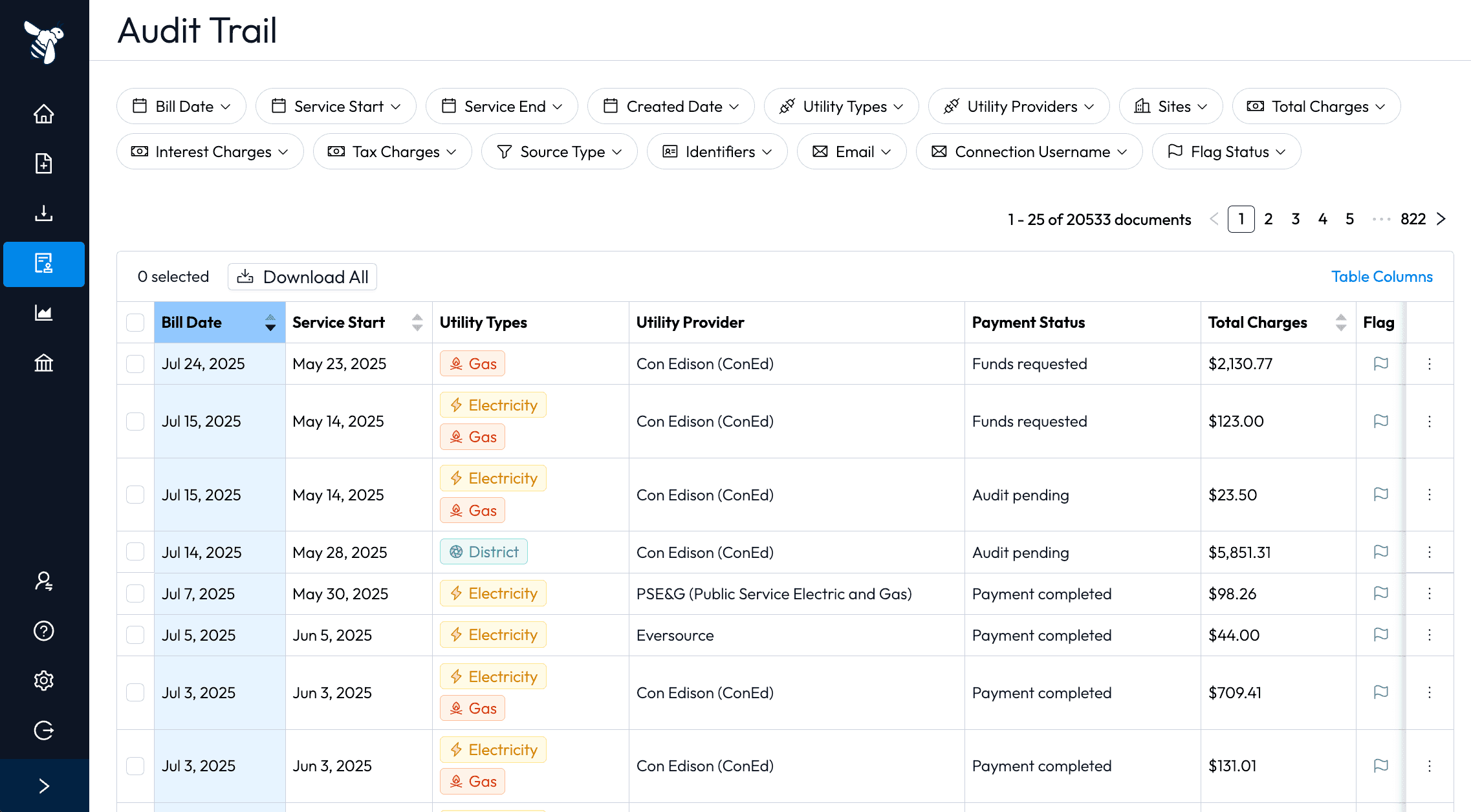 Nectar utility management service — automated utility data management screenshot