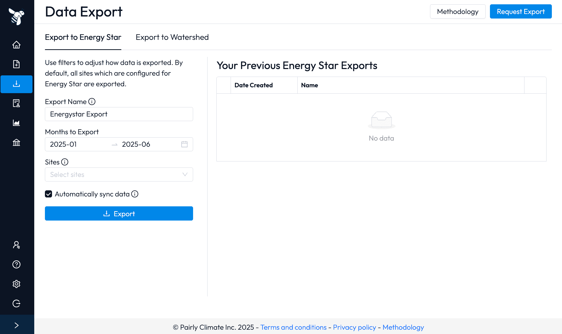 Nectar energystar integration — automated utility data management screenshot